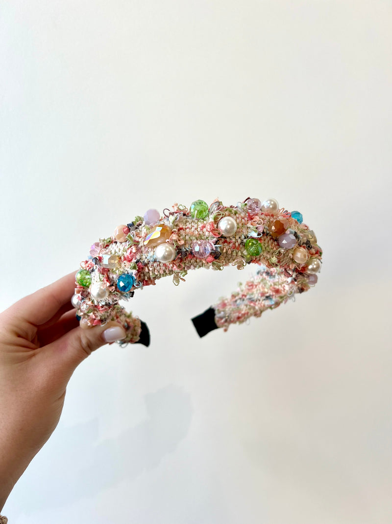 Tabbi Jeweled Headband- Pink