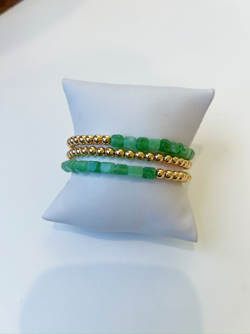 Regina Beaded Bracelet Set- Green