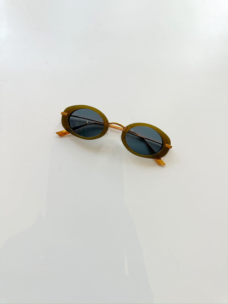 Carrie Oval Sunglasses-Olive