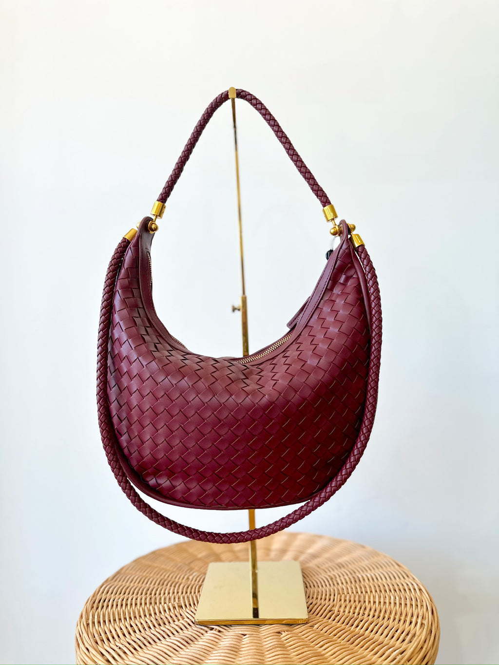 Sarah Woven Bag-Burgundy