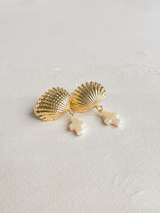 EE Shell & Cross Earrings