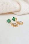 EE Rectangle Pearl Earrings- Green