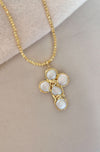 EE Pearl Cross Pendant Beam Chain-18"
