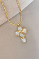 EE Pearl Cross Pendant Beam Chain-18"