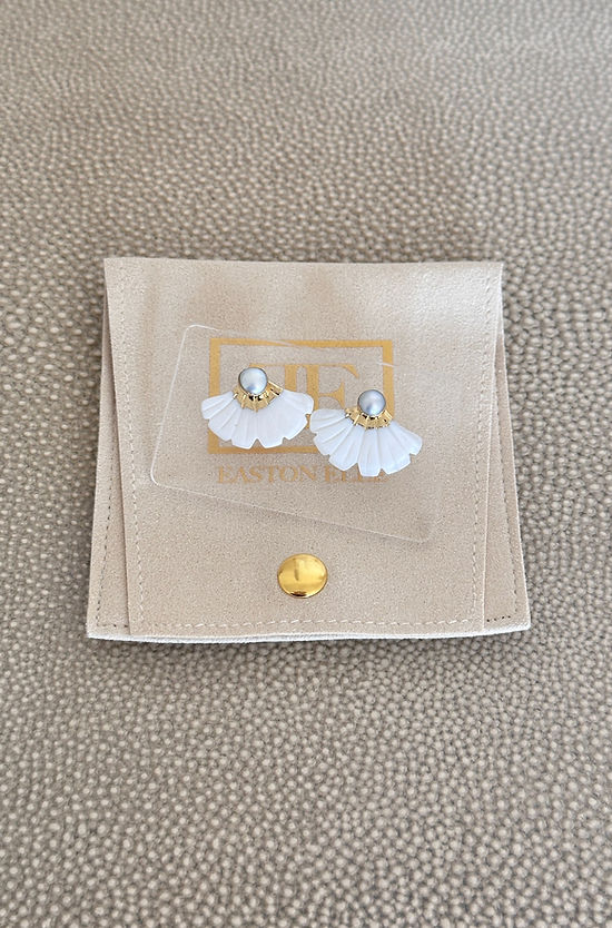 EE Mother of Pearl Fan Earring Studs