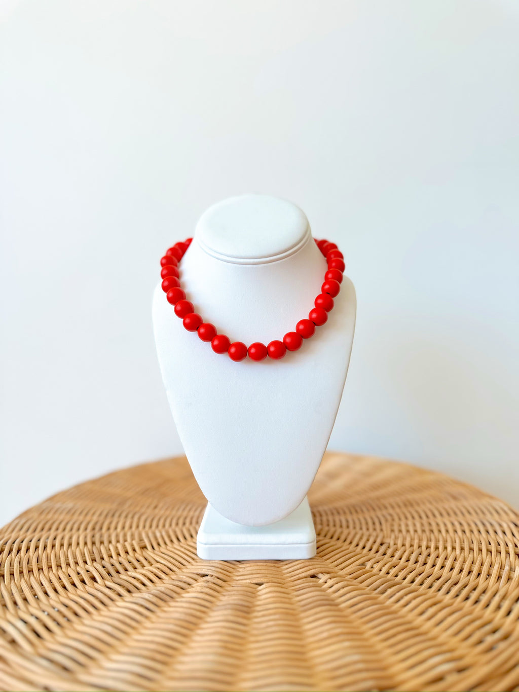 Marie Beaded Necklace-Red
