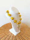 EE Stone Pearl Cross Necklace-Yellow