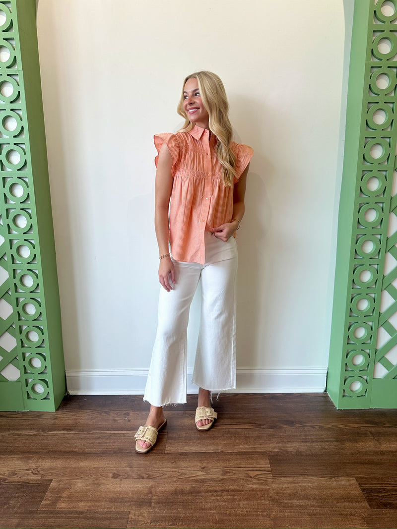Grace Striped Top-Orange