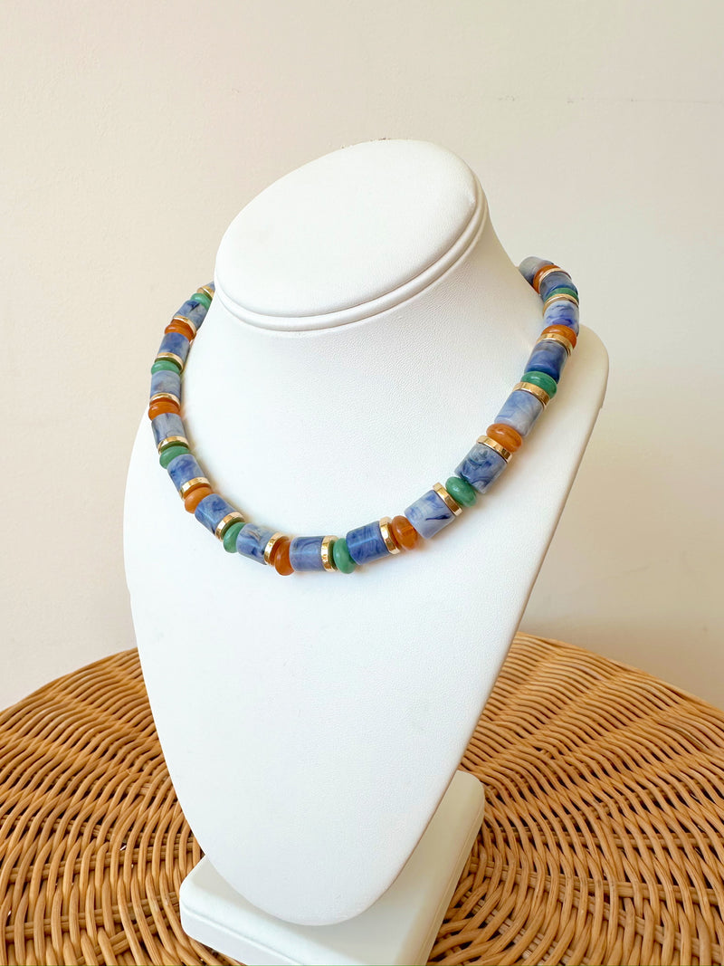 Lora Beaded Necklace- Blue