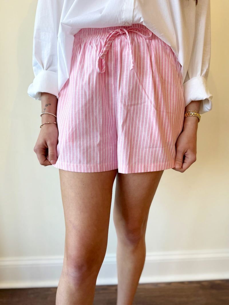 Lynn Striped Shorts-Pink