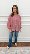 Finely Gingham Top-Red