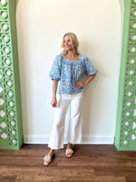 Kate Floral Top-Blue