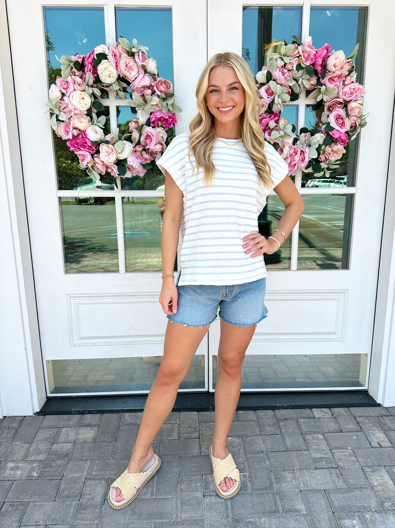 Harper Striped Top-Blue