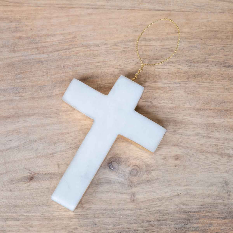 Cross Marble Ornament