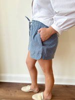 Lynn Striped Shorts-Blue