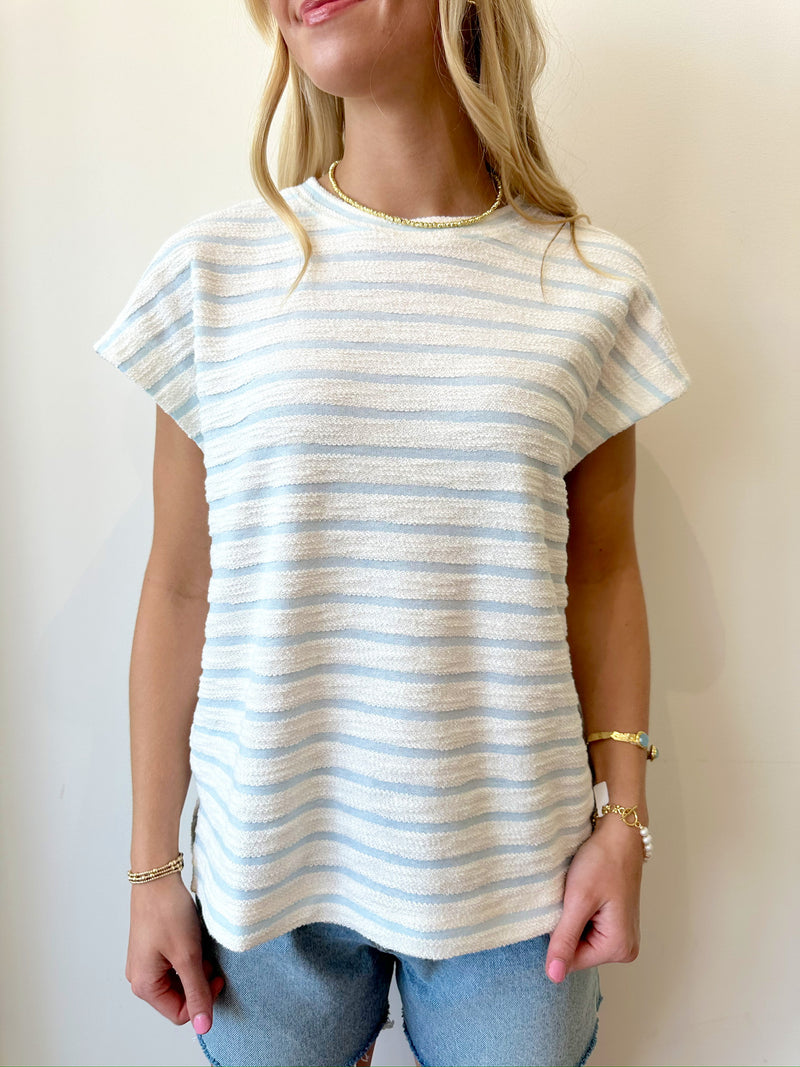 Harper Striped Top-Blue