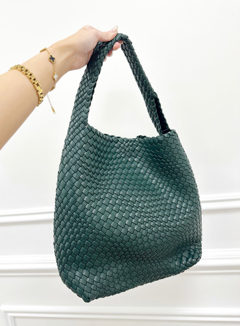 Brooke Woven Tote Bag- Green