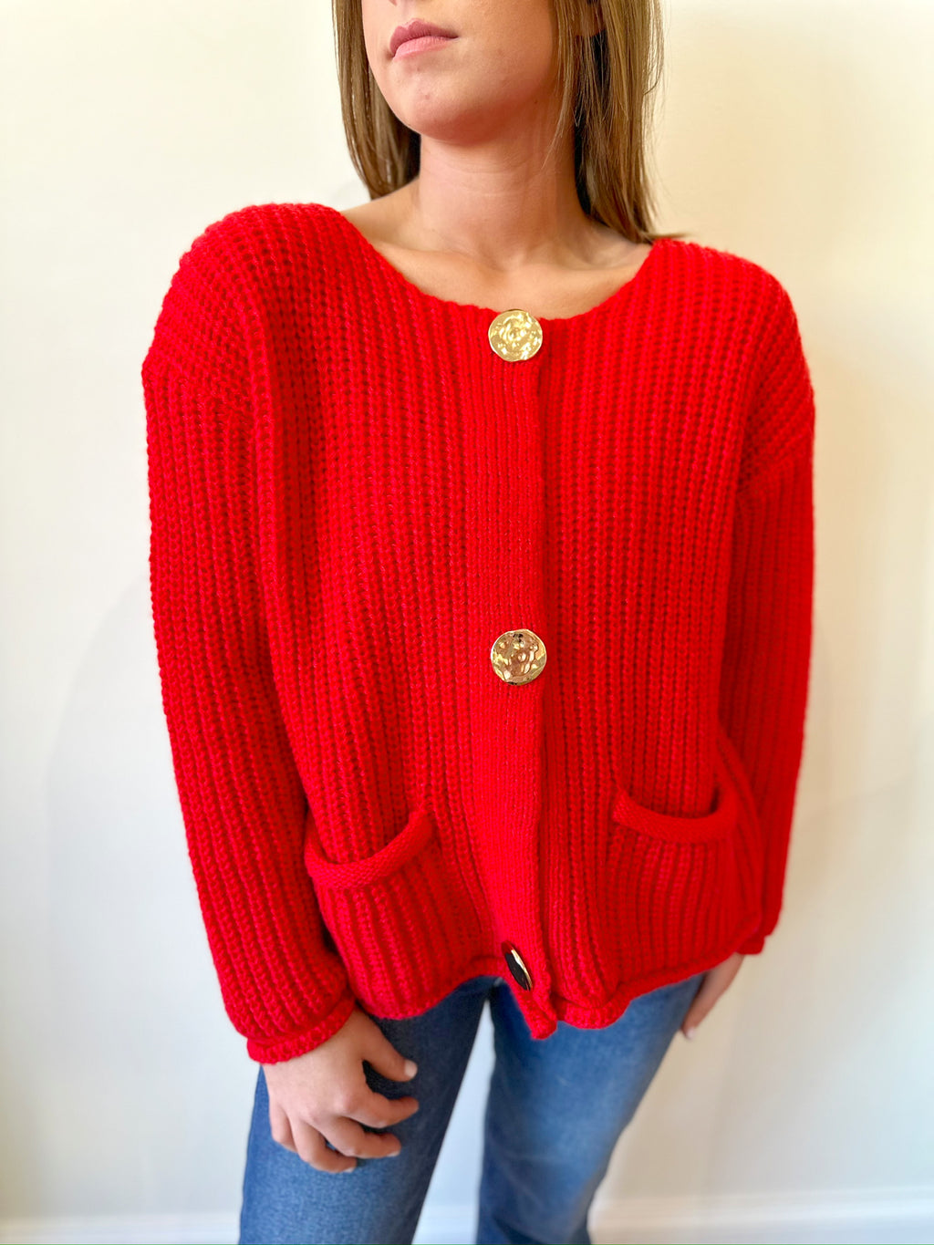 Sadie Knit Cardigan- Red