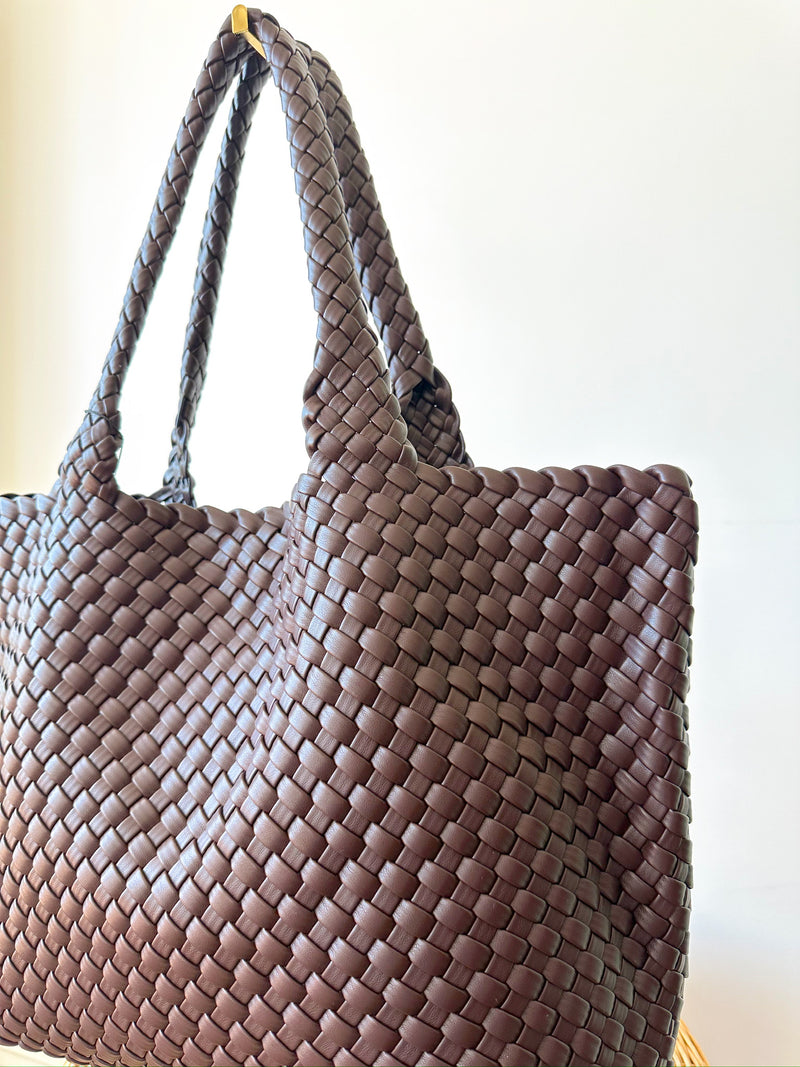 Gracie Woven Tote-Brown