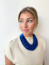 Whit Beaded Necklace- Blue