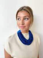 Whit Beaded Necklace- Blue