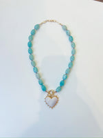 Paige Oval Stone Necklace- Mint Green