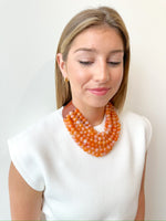 Whit Beaded Necklace- Orange