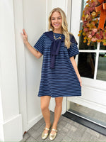Alice Striped Dress-Navy