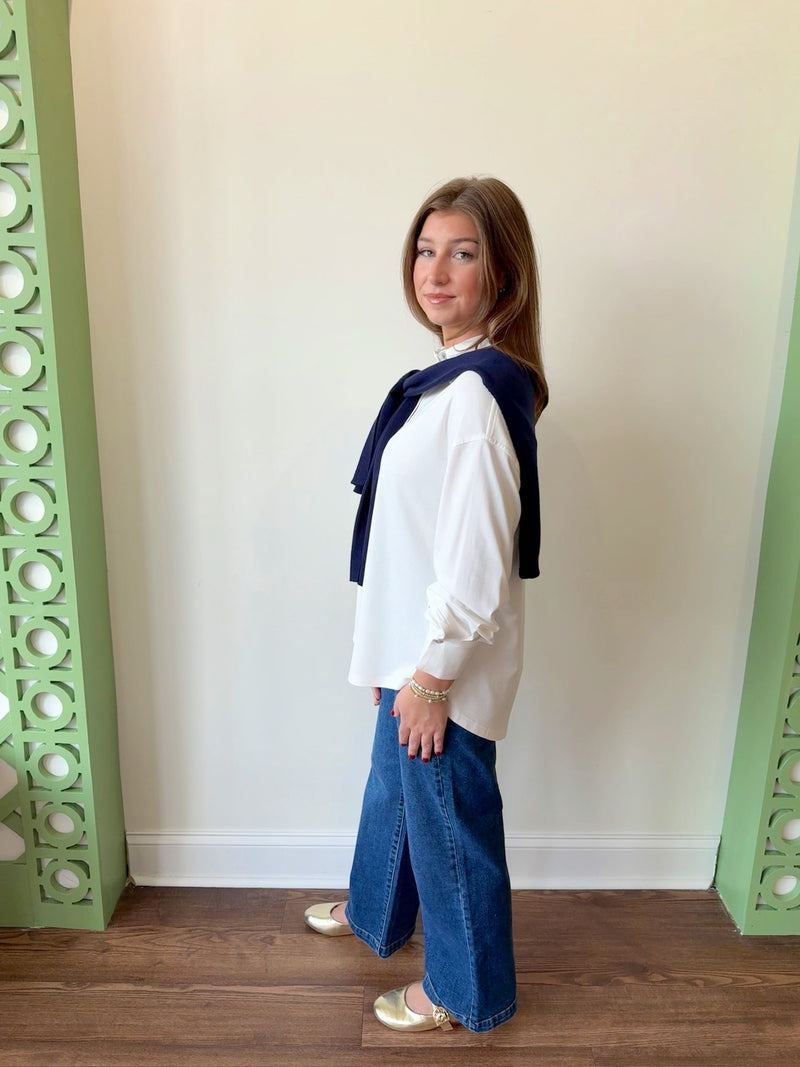 Karlie Navy Shawl-O/S