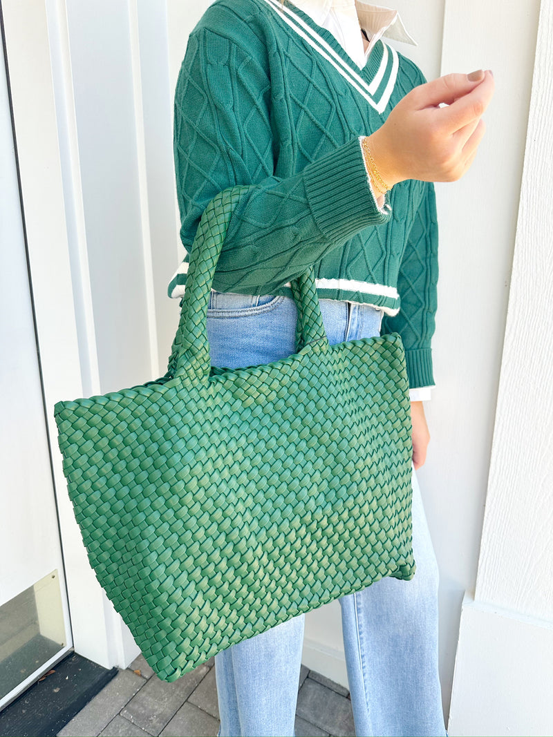 Gracie Woven Tote Bag -Green