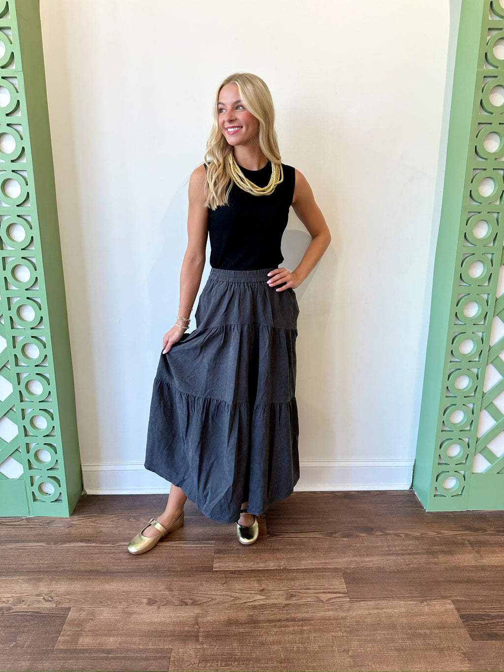 Meghan Charcoal Skirt