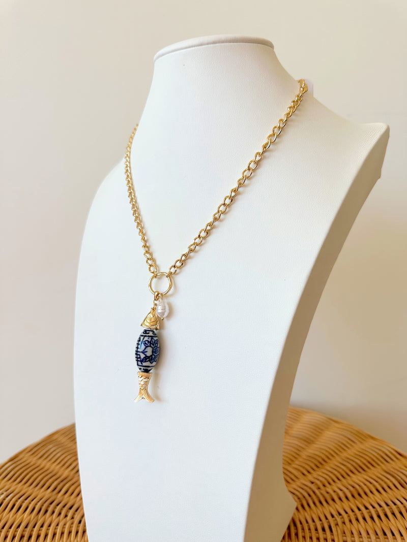 Whit Fish Charm Necklace