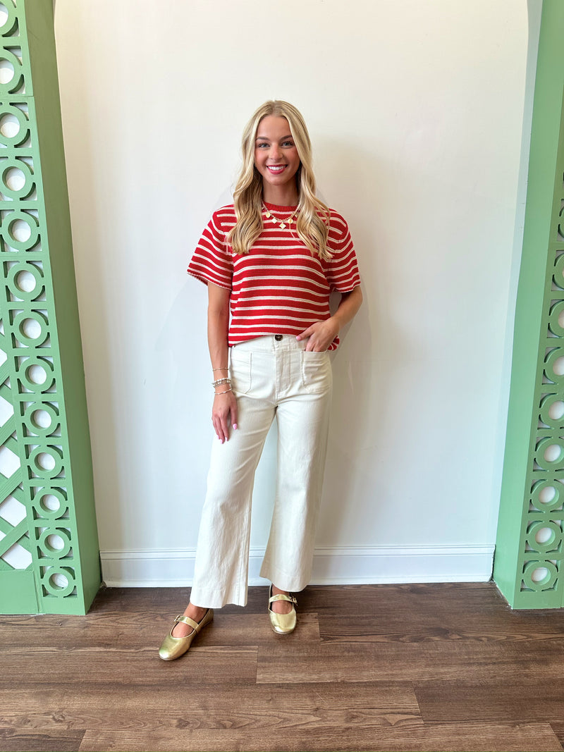 Vanna Striped Top- Red