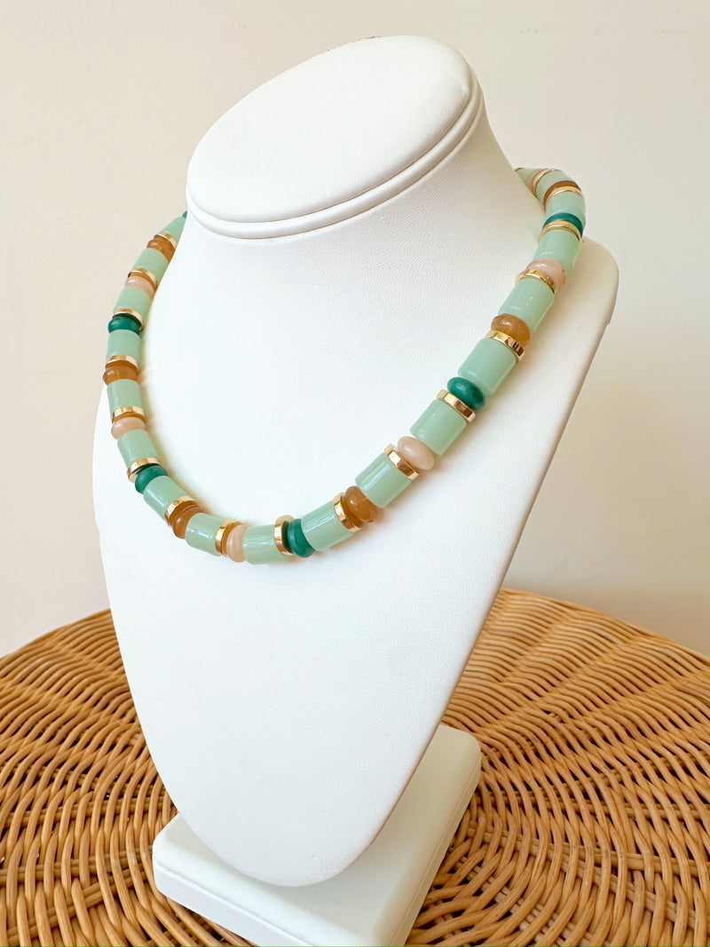 Lora Beaded Necklace-Mint