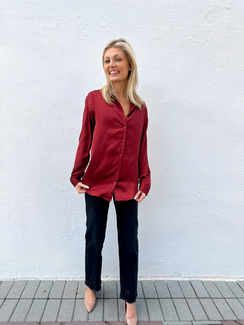 Rossi Satin Blouse Rust
