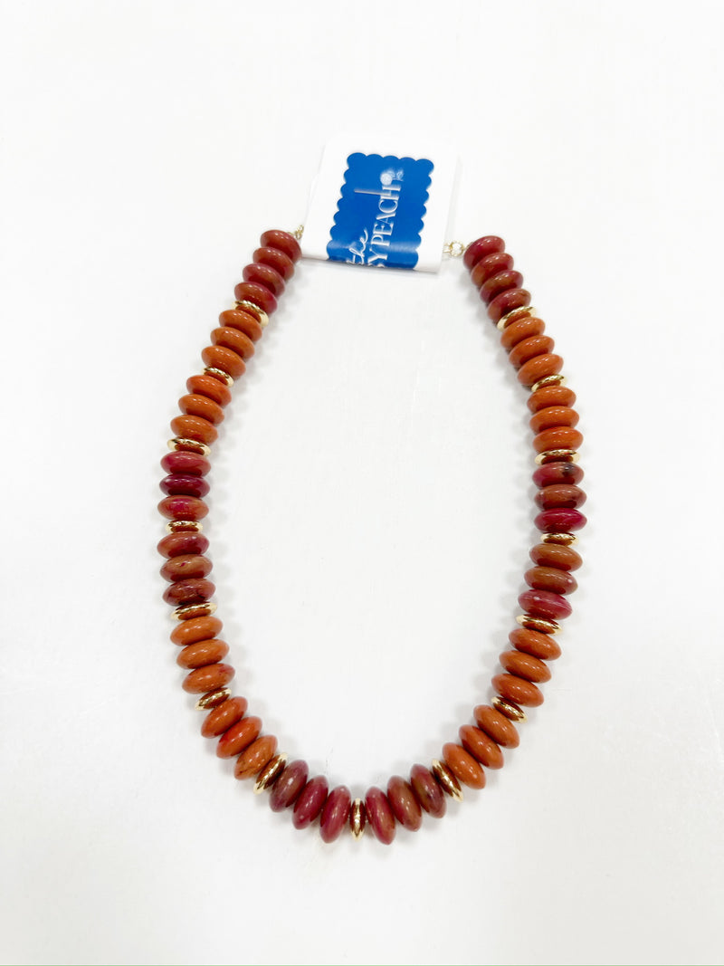 Macy Beaded Necklace- Rust