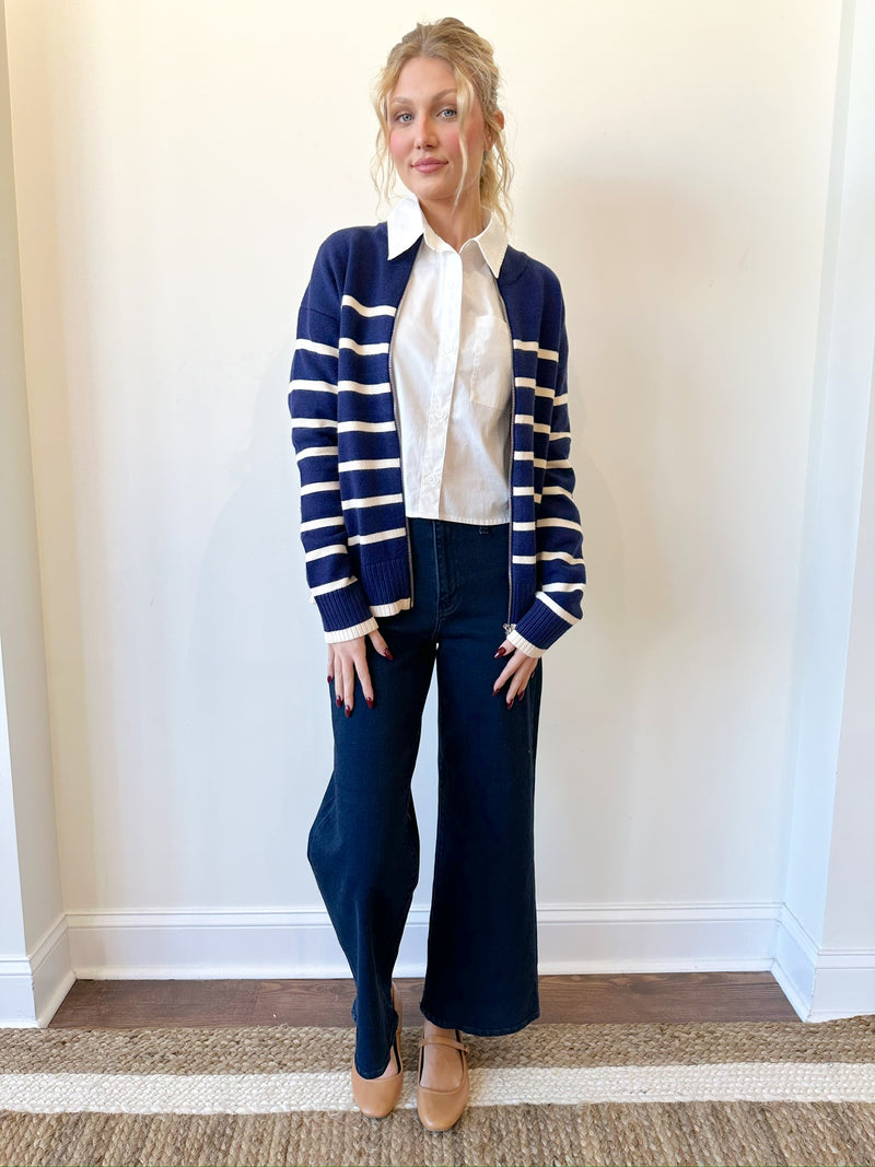 Sallie Navy Sweater Jacket