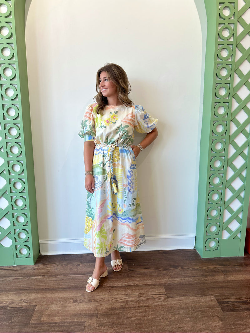 Brynne Citrus Splash Midi Dress
