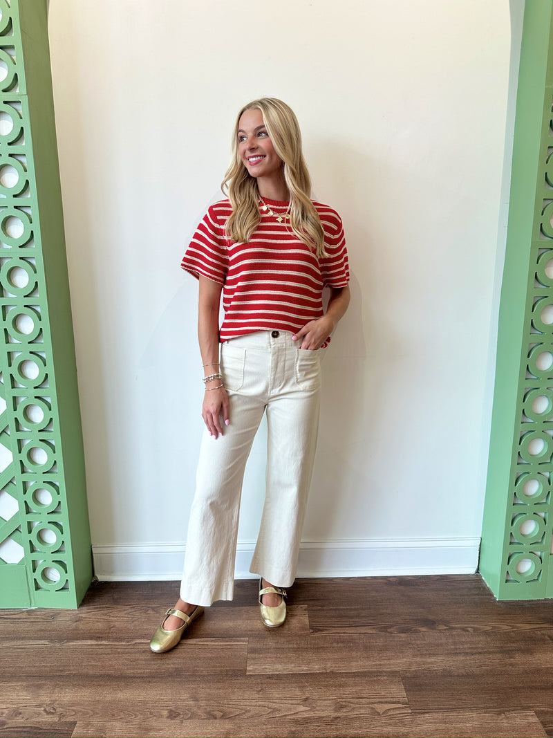 Vanna Striped Top- Red