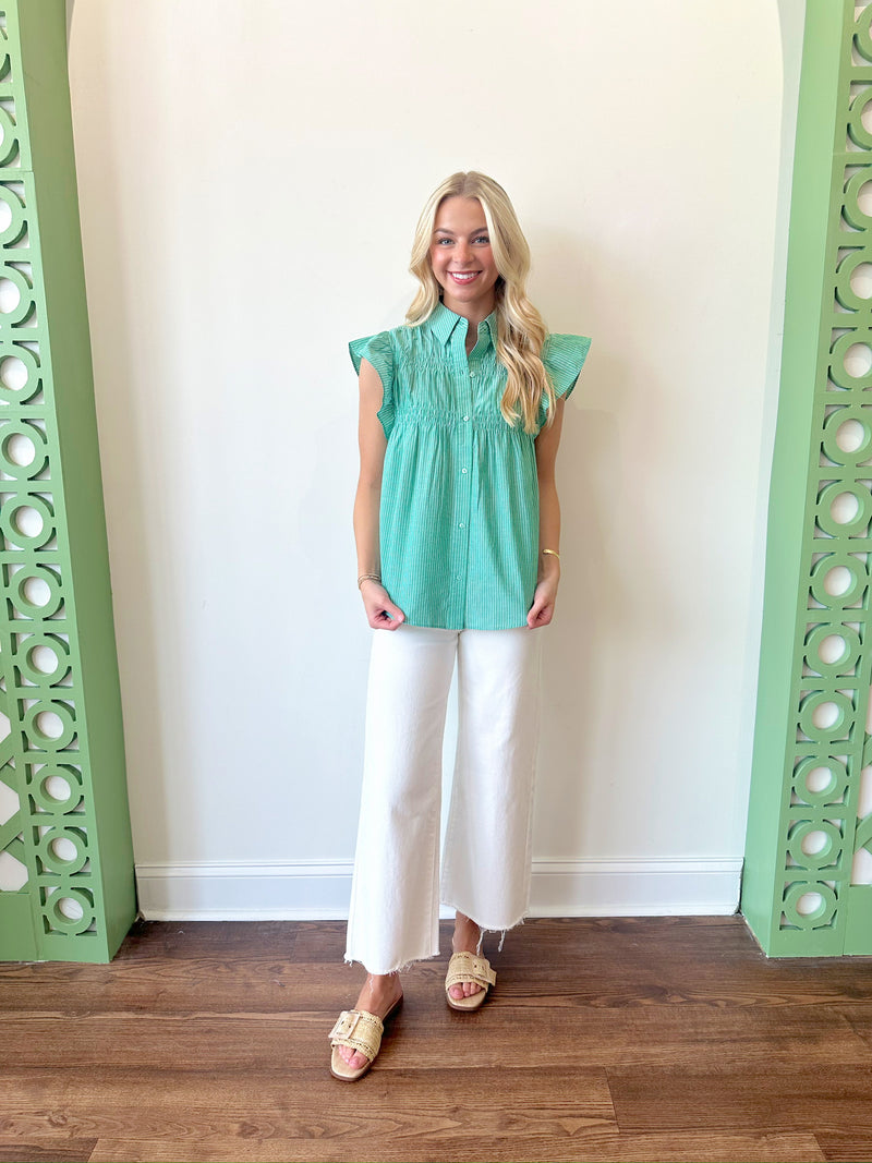 Grace Striped Top-Green
