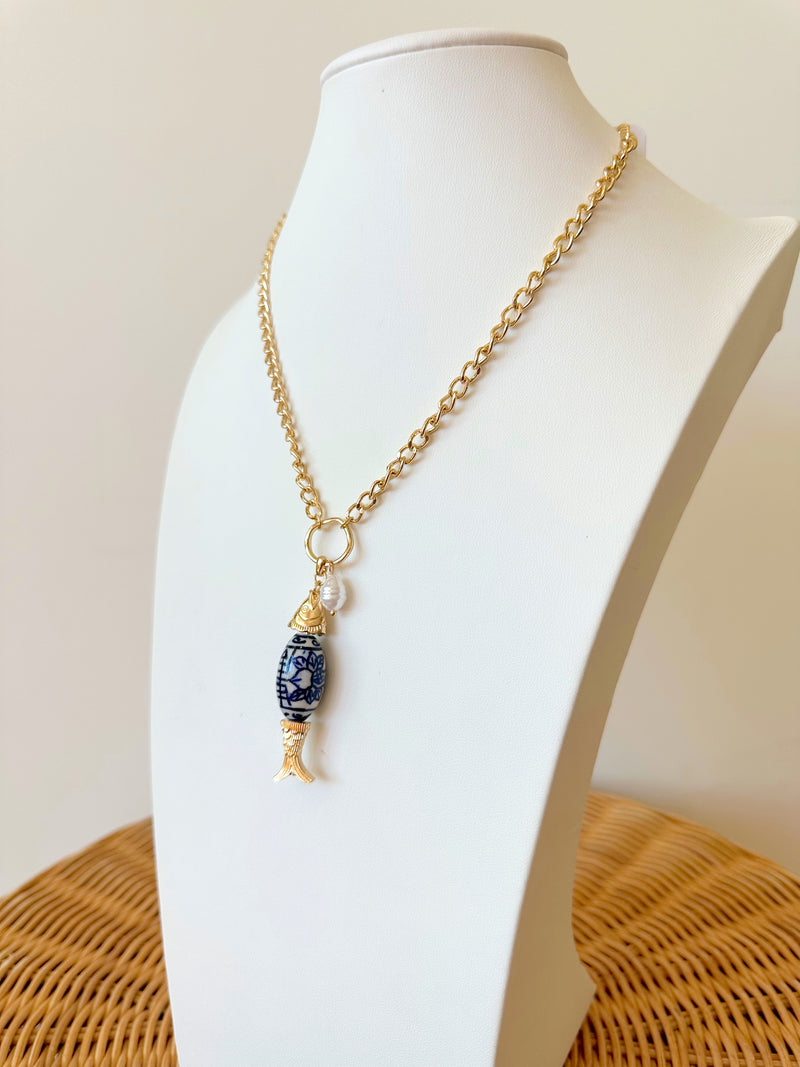 Whit Fish Charm Necklace