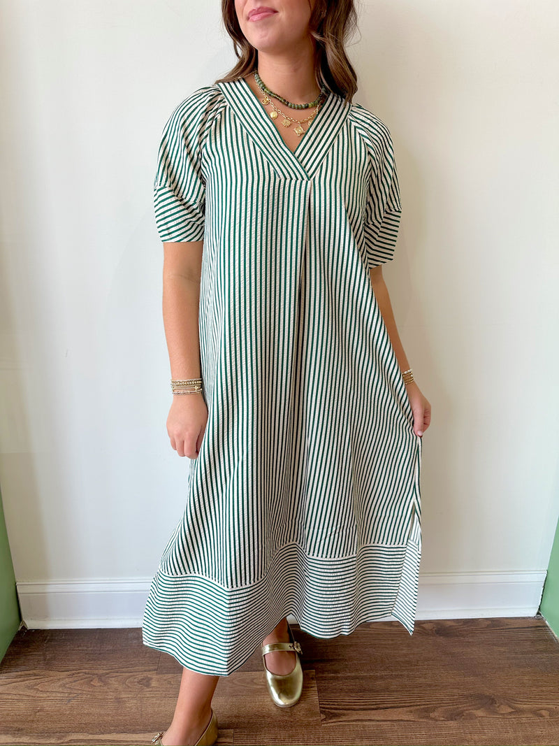 Blake Striped Dress-Green