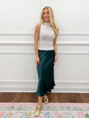 Skylar Satin Skirt-Teal