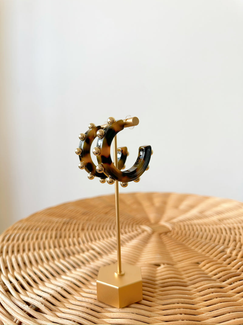 Carmin Studded Hoops-Tortoise