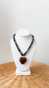 Carmin Beaded Necklace-Brown