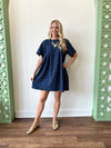 Alice Striped Dress-Navy
