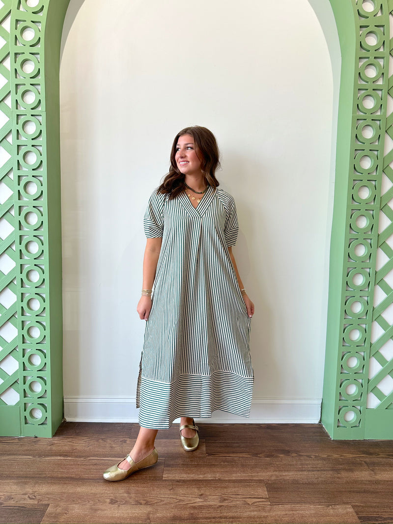 Blake Striped Dress-Green