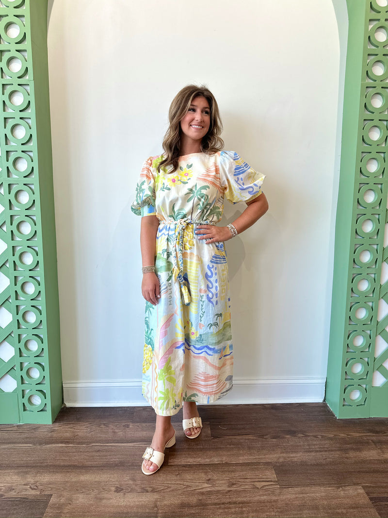 Brynne Citrus Splash Midi Dress