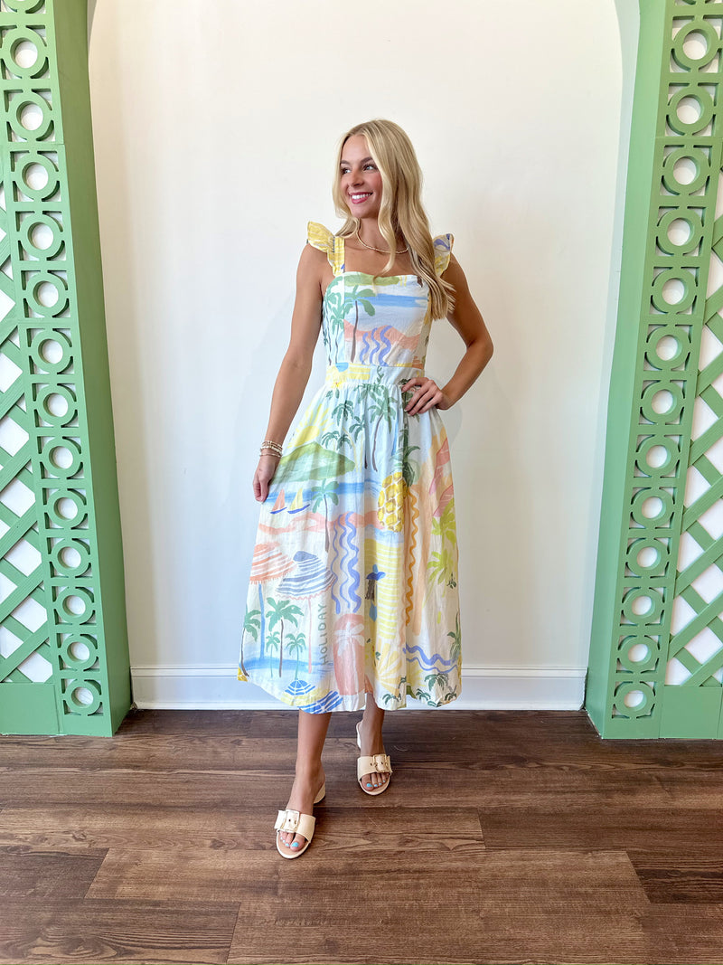 Nicola Citrus Splash Midi Dress
