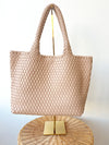 Gracie Woven Tote Bag-Beige